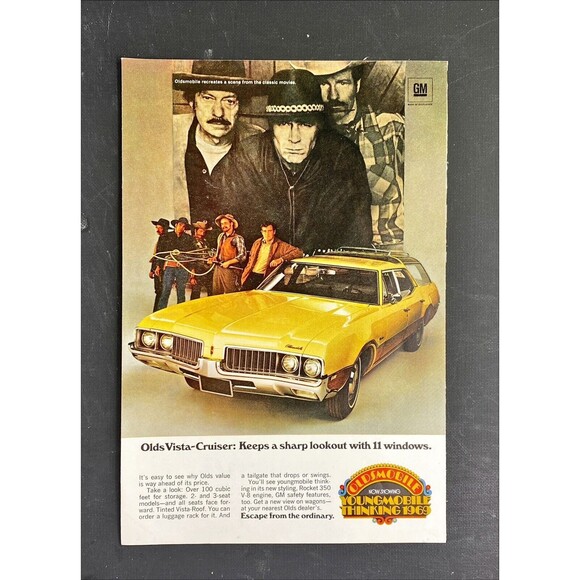 Oldsmobile Vista-Cruiser "Keeps Sharp Lookout with 11 Windows" Vtg Print Ad 1969 - Picture 2 of 3